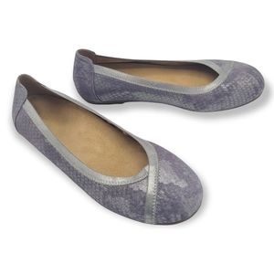 Vionic Caroll Suede Leather Snakeskin Metallic Ballet Flat Size 6.5